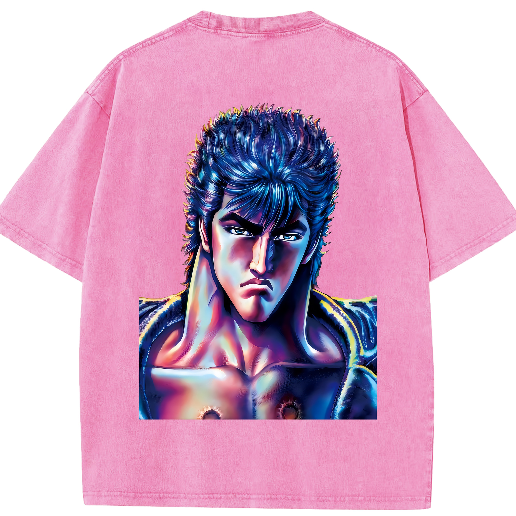 （画像用） 北斗の拳 Fist of the North Star 綿100% ヴィンテージ風 半袖Tシャツ（背面プリント）